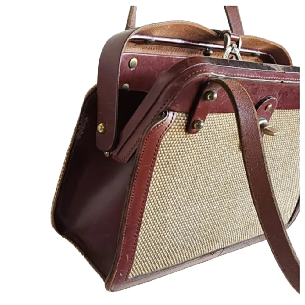 Vintage 50's Mid-Century Modern Zenith Metal Frame Horseshoe Equestrian Handbag - Picture 5 of 16